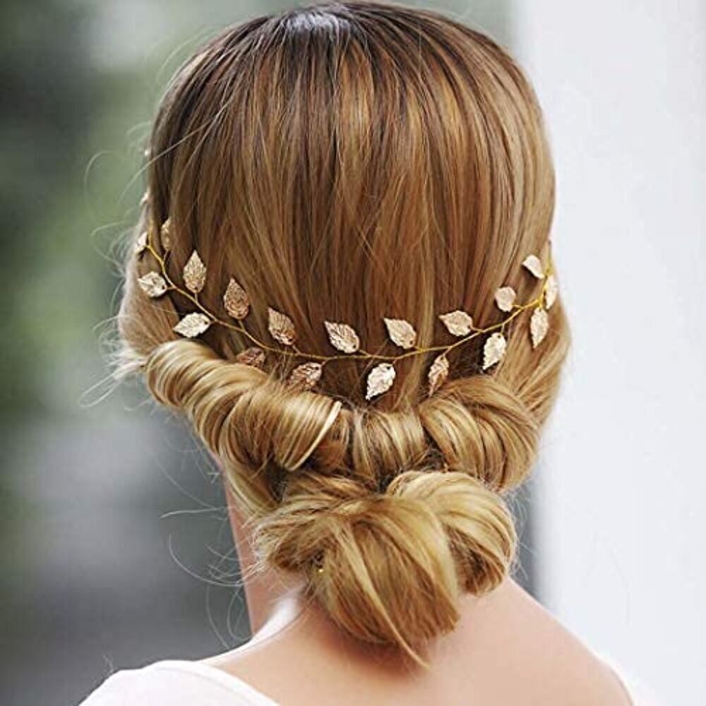Wedding Headband Gold Leaf Bridal Headpieces for Bridesmaid and Flowergirls 15.7 - Picture 2 of 8